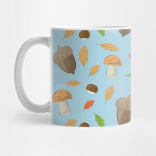 Colorful Autumnal Season - Nature Pattern on Blue Background Mug